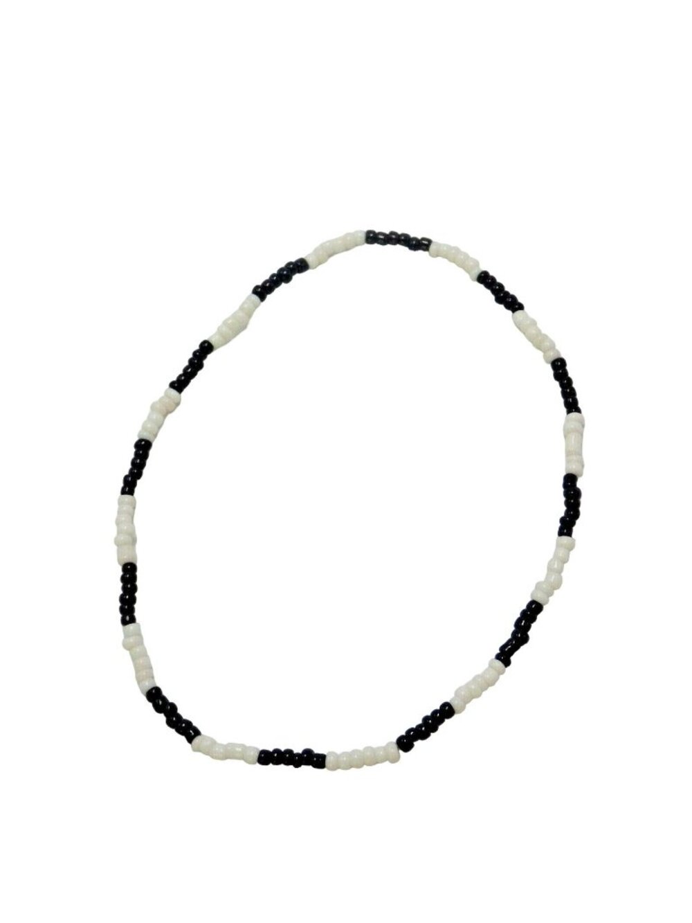 Anklet Bracelet white black beads 9 inch
